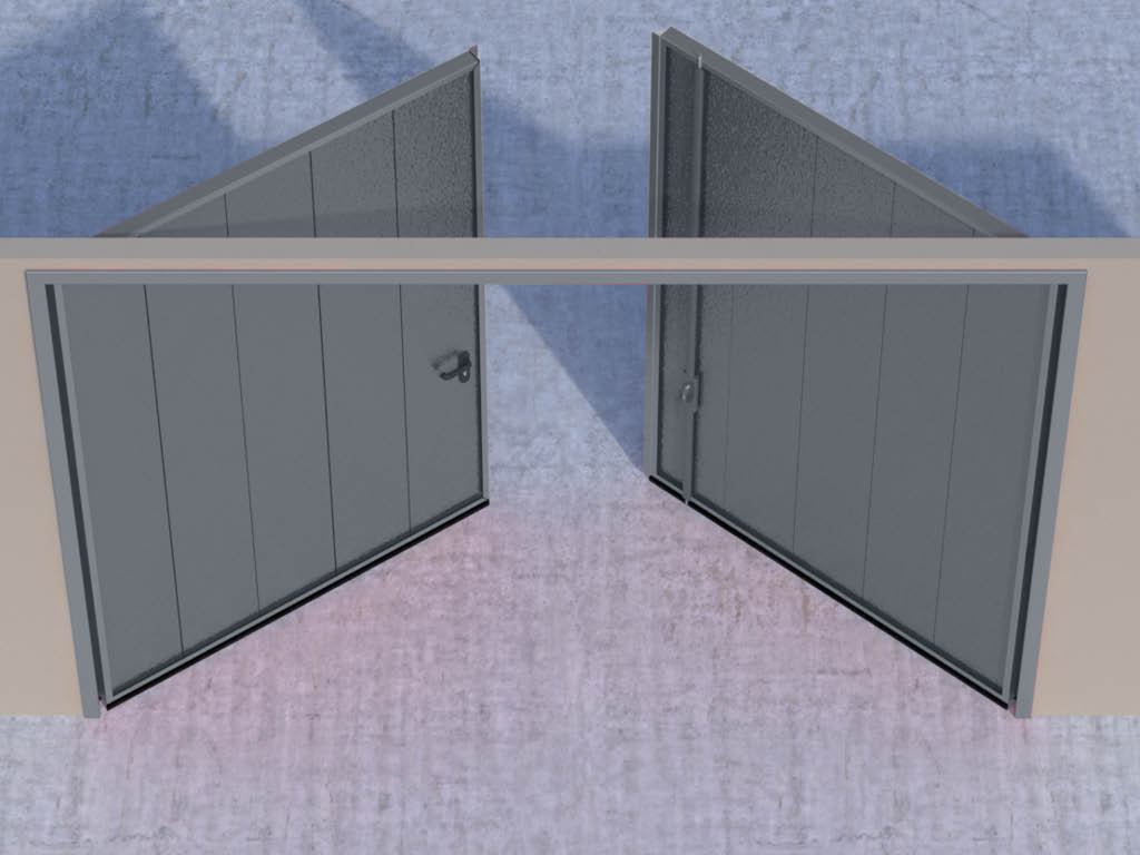 Eshiklarning tashqariga ochilishi – chap eshik faol, o'ng eshik passiv.